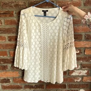 Off white lined vintage blouse size medium